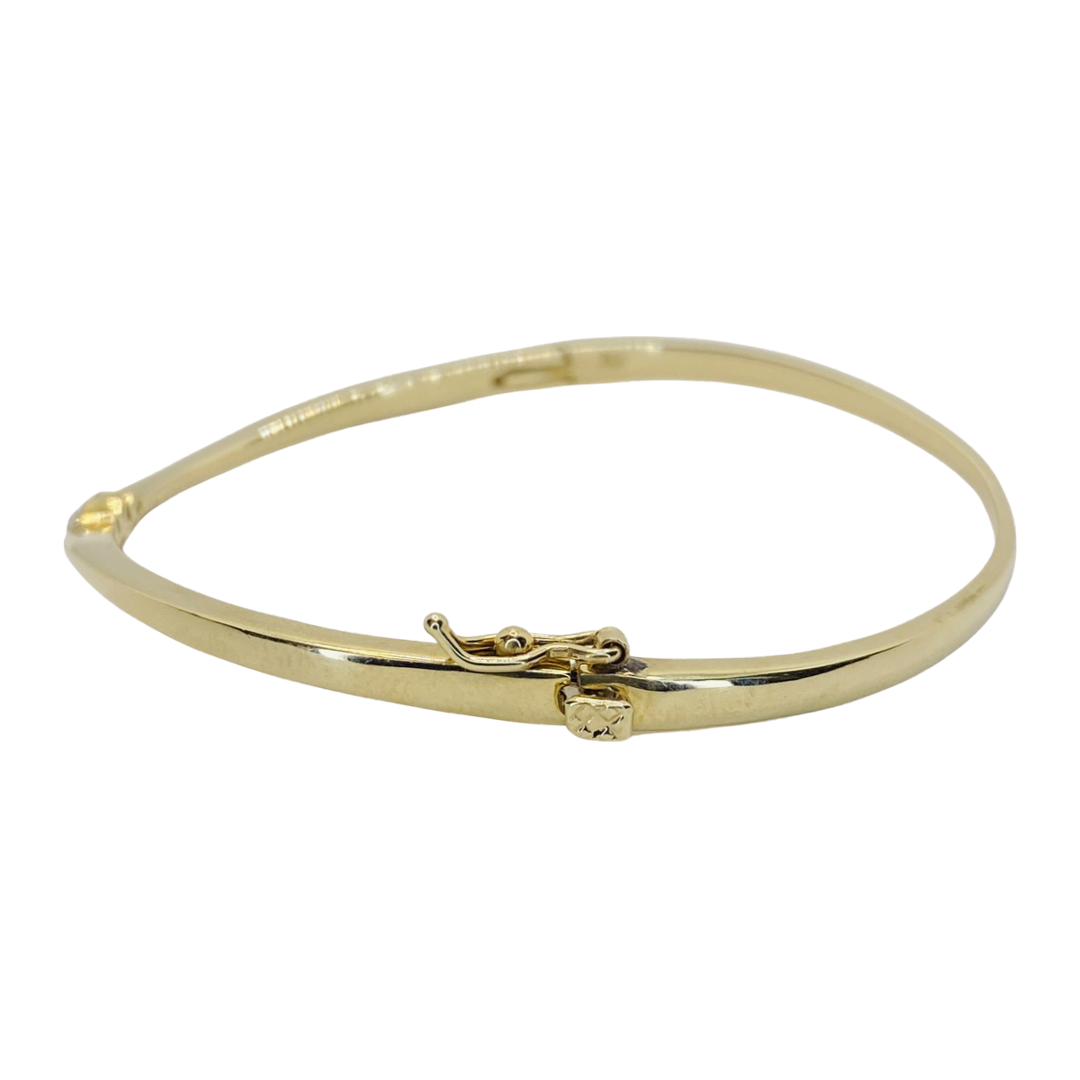 14K Yellow Gold Three-Stone Diamond Elliptical Bangle