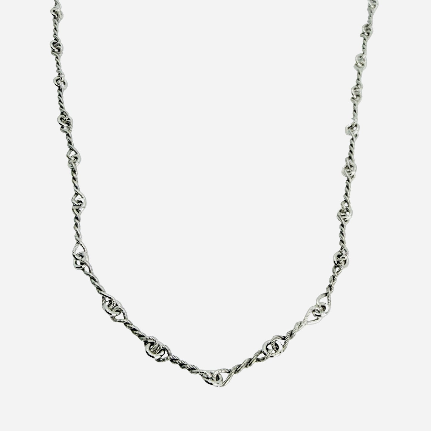 14K White Gold Twisted Link Chain 15.5"