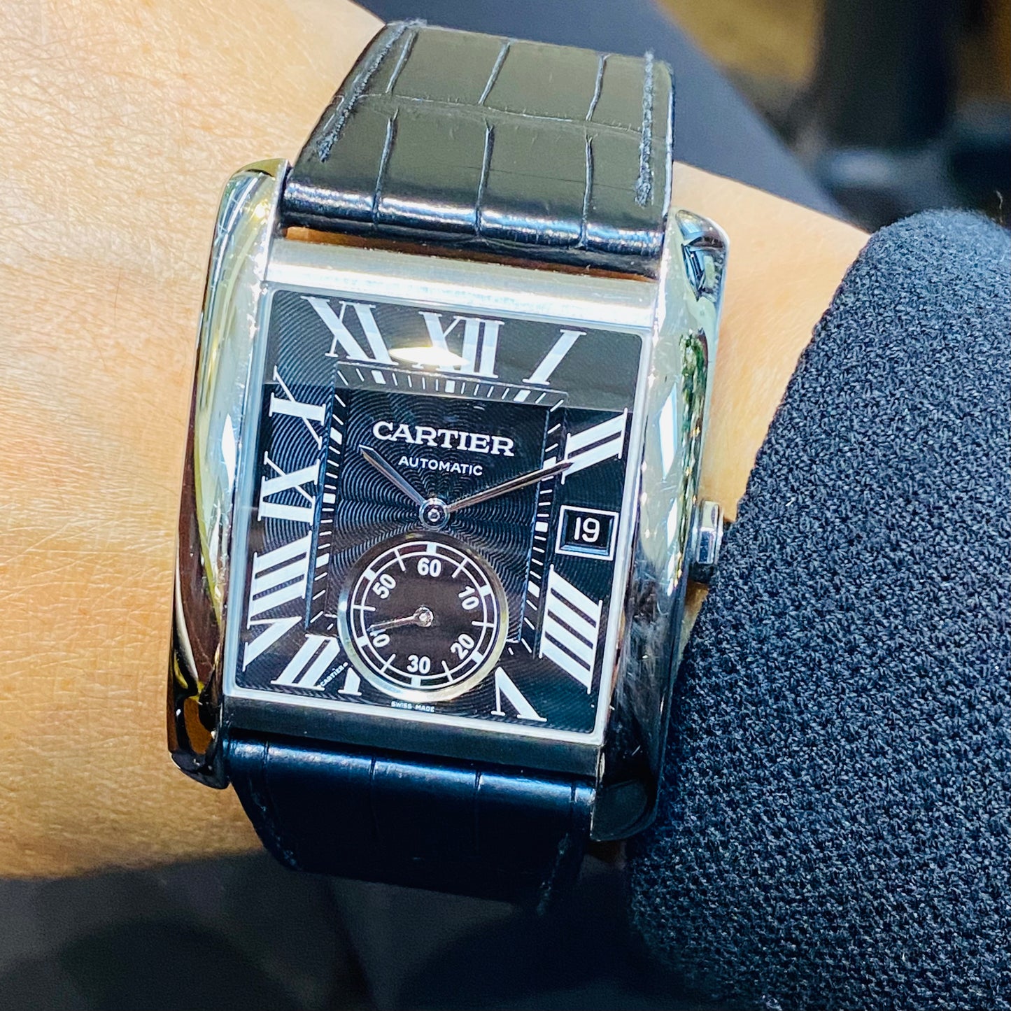 Cartier Tank MC Black Guillochè Dial W5330004/ 3589