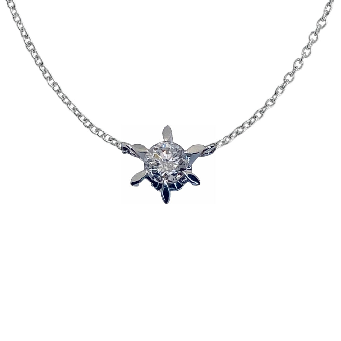 Platinum Solitaire 0.33ct Round Diamond Necklace