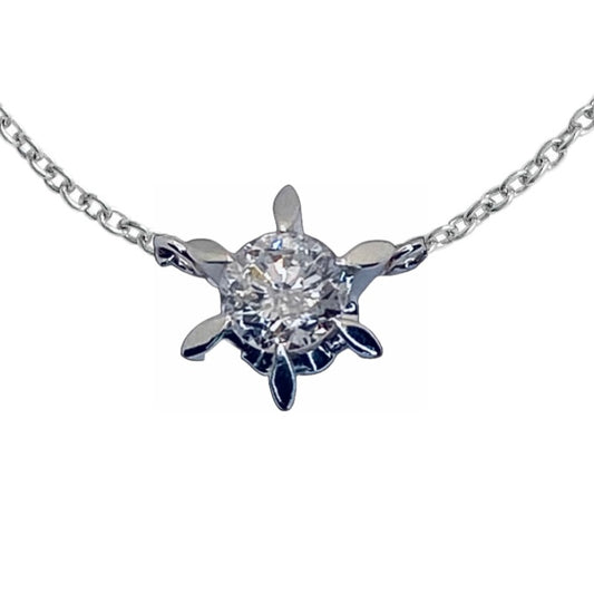 Platinum Solitaire 0.33ct Round Diamond Necklace
