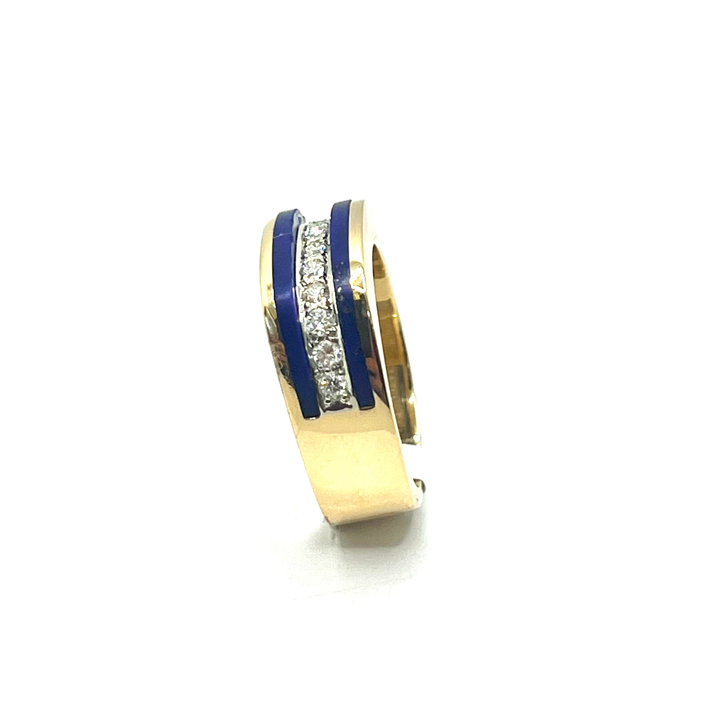 Estate Jewelry 14K Yellow Gold Men's Blue Lapis and Diamond Ring