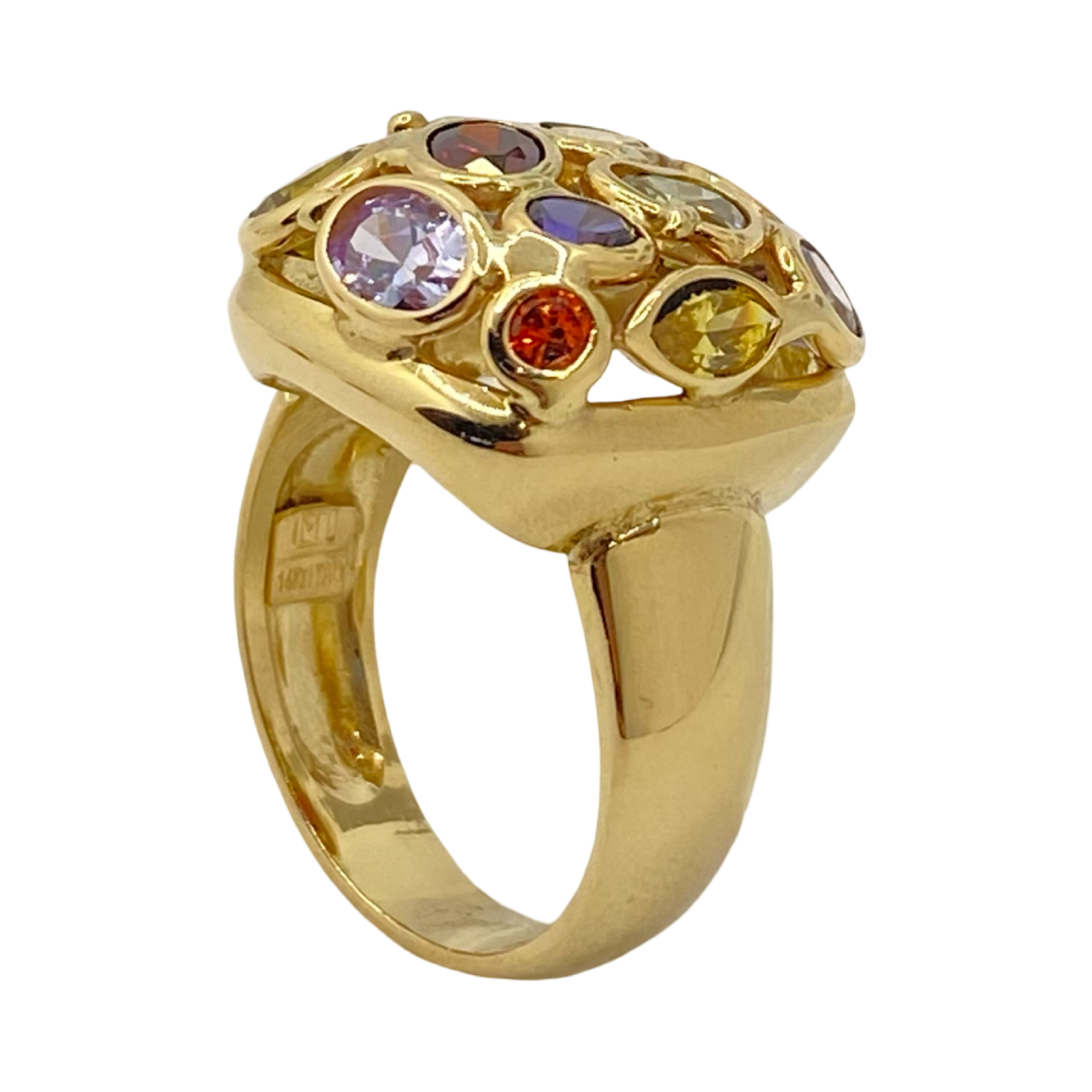 14K Yellow Gold Happy Gems Ring