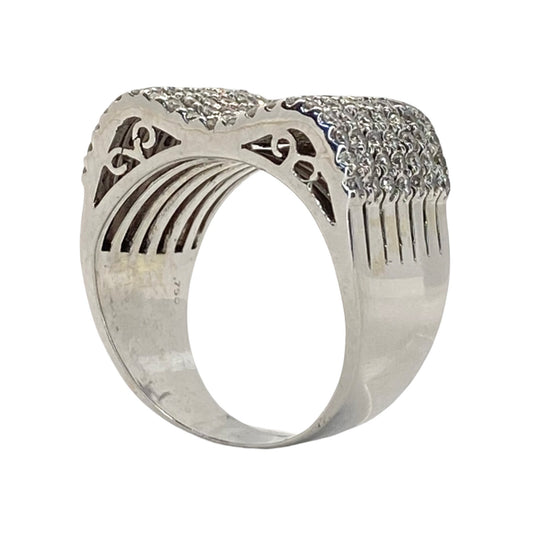 Estate Jewelry 18K White Gold Large Cocktail Diamond Ring