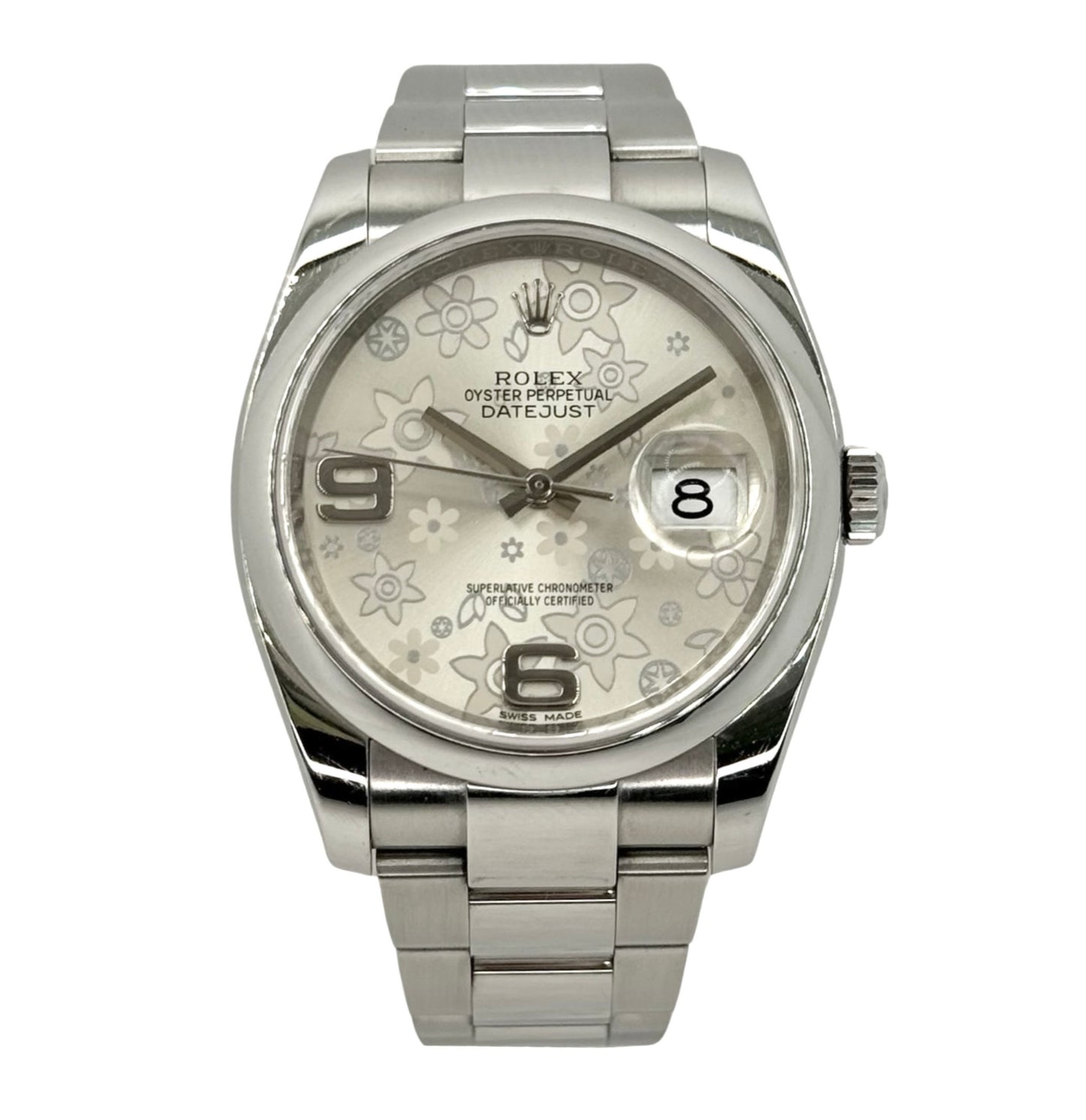 Rolex Datejust 36 Silver Floral Dial Oystersteel Bracelet M116200-0071