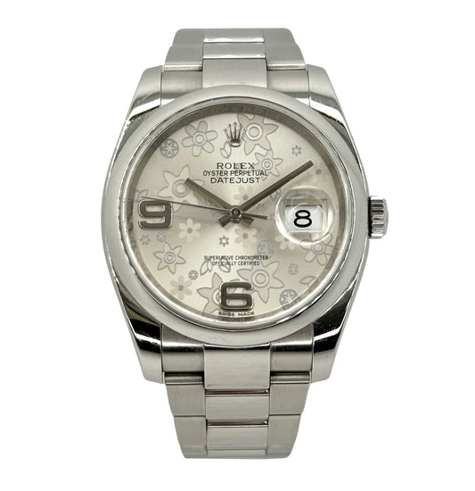 Rolex Datejust 36 Silver Floral Dial Oystersteel Bracelet M116200-0071
