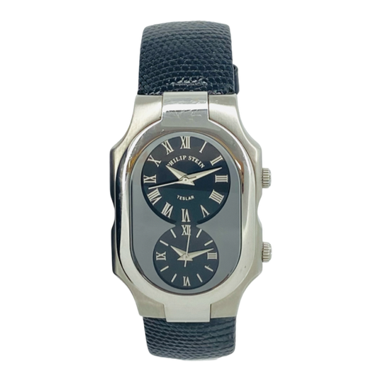 Philip Stein Teslar Dual Time Zone Signature Collection Black Dial
