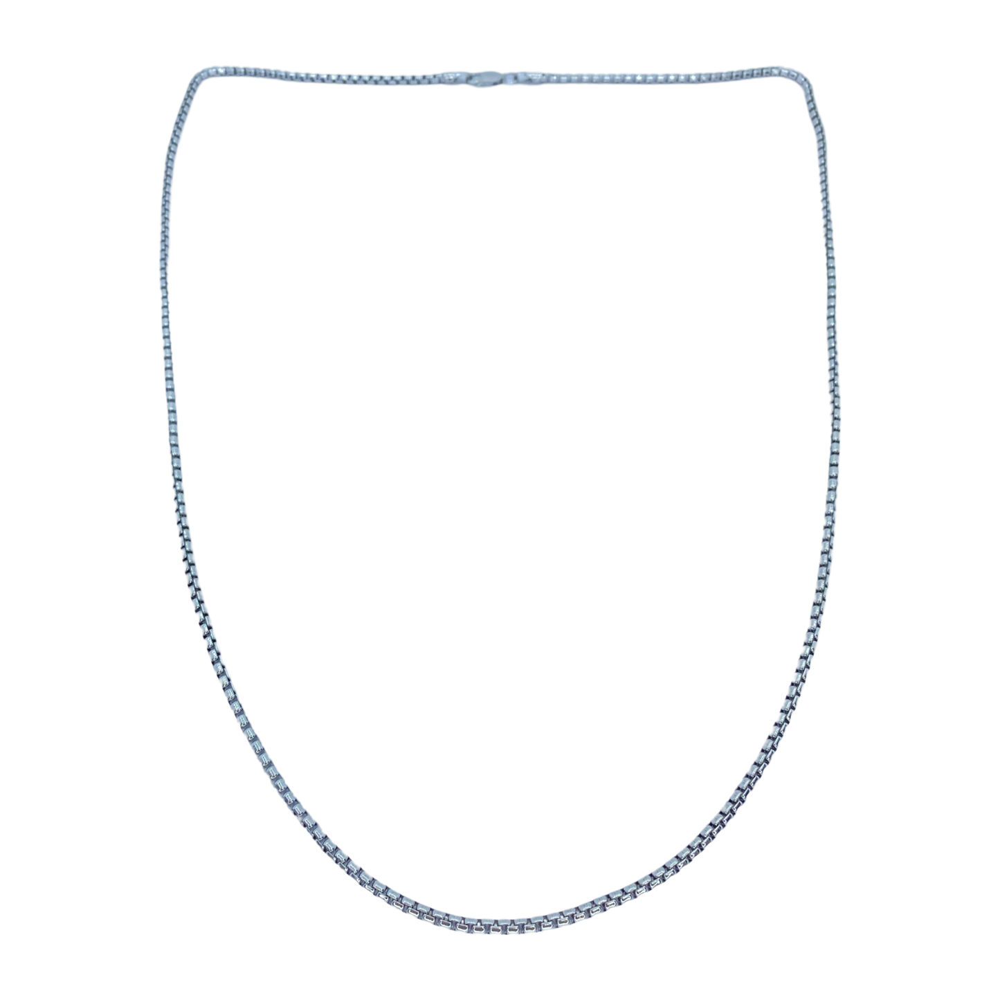 Silver Round Box Chain 24"