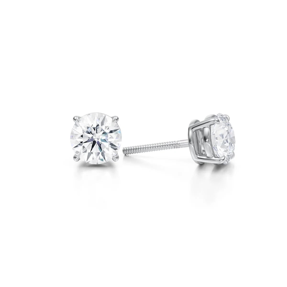 Lab Grown Diamond Stud Earrings 14K White Gold 2.03 Carats