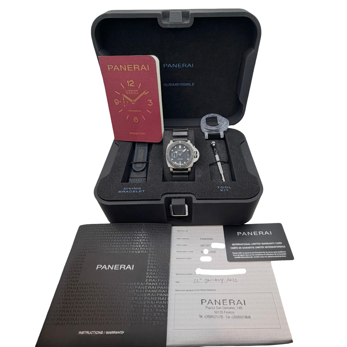 Panerai Submersible Automatic 42mm Black Dial Black Rubber Strap PAM00683/ OP7297