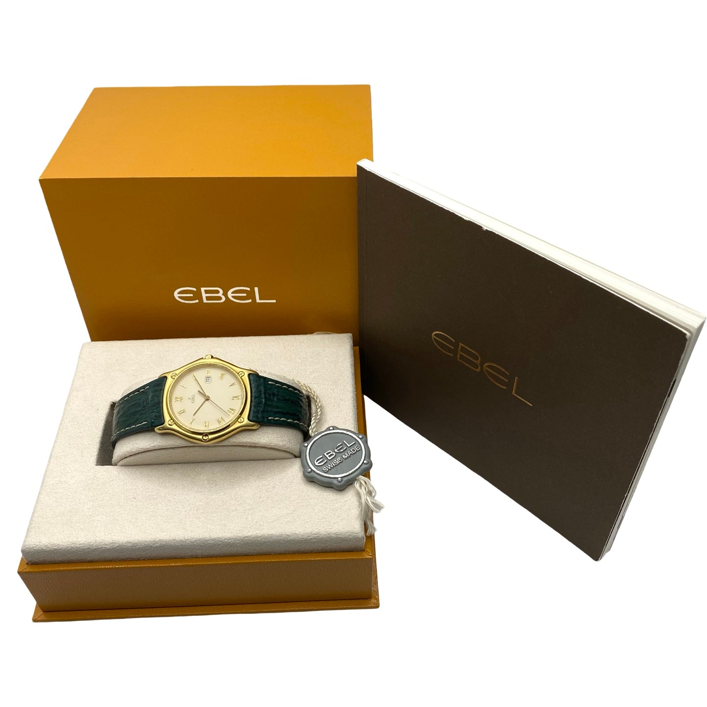 Ebel Sport Classic 1911 35mm 18K Yellow Gold Swiss Quartz Green Shark Skin Leather Ref.883903