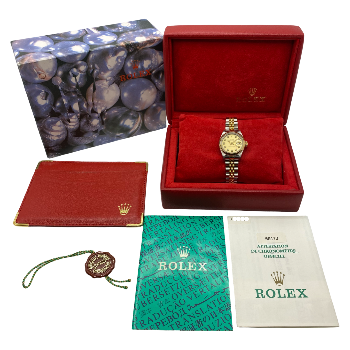 Rolex Oyster Perpetual Datejust 26mm 18K Gold /Steel Champagne Factory Diamond Dial C.1997 Ref. 69173