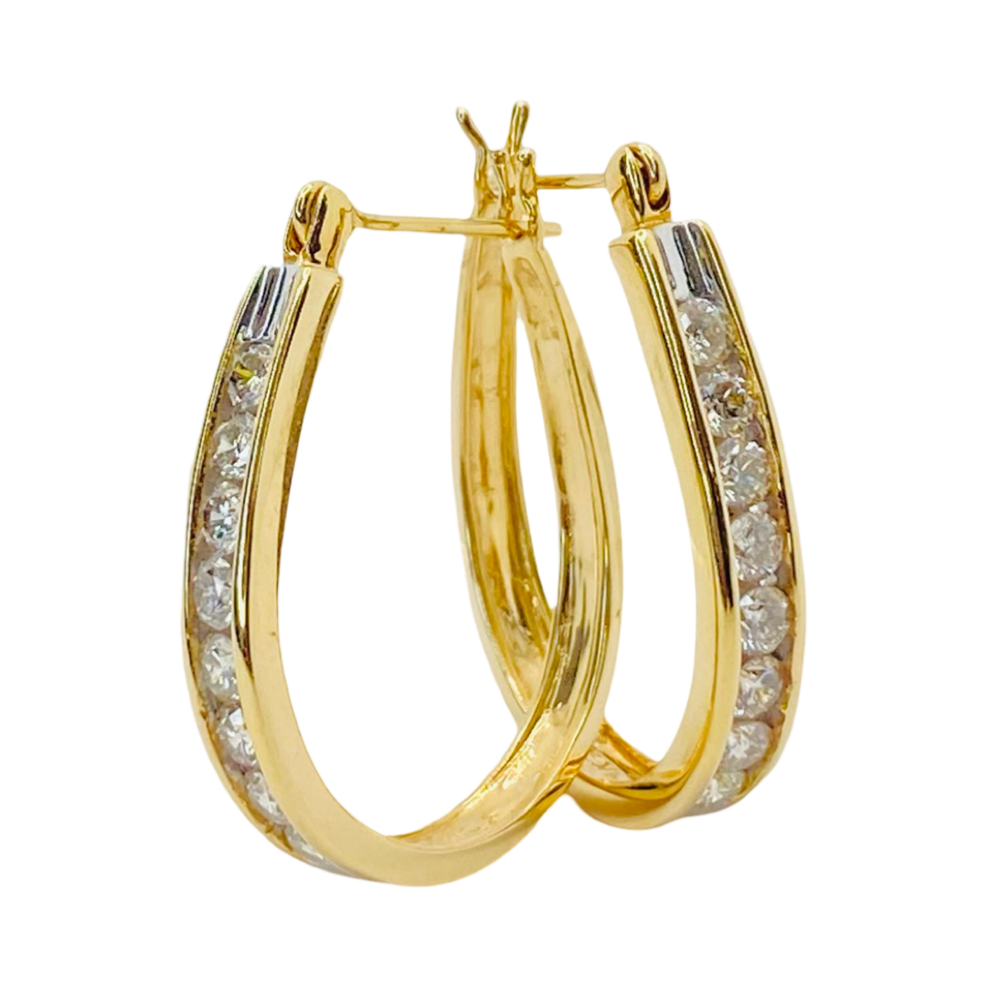 14K Yellow Gold Oval Hoop Earrings