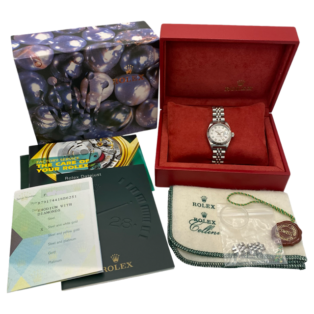 Rolex Lady Datejust 18K White Gold and Steel 26mm Factory Rhodium Diamond Dial Jubilee Bracelet 79174