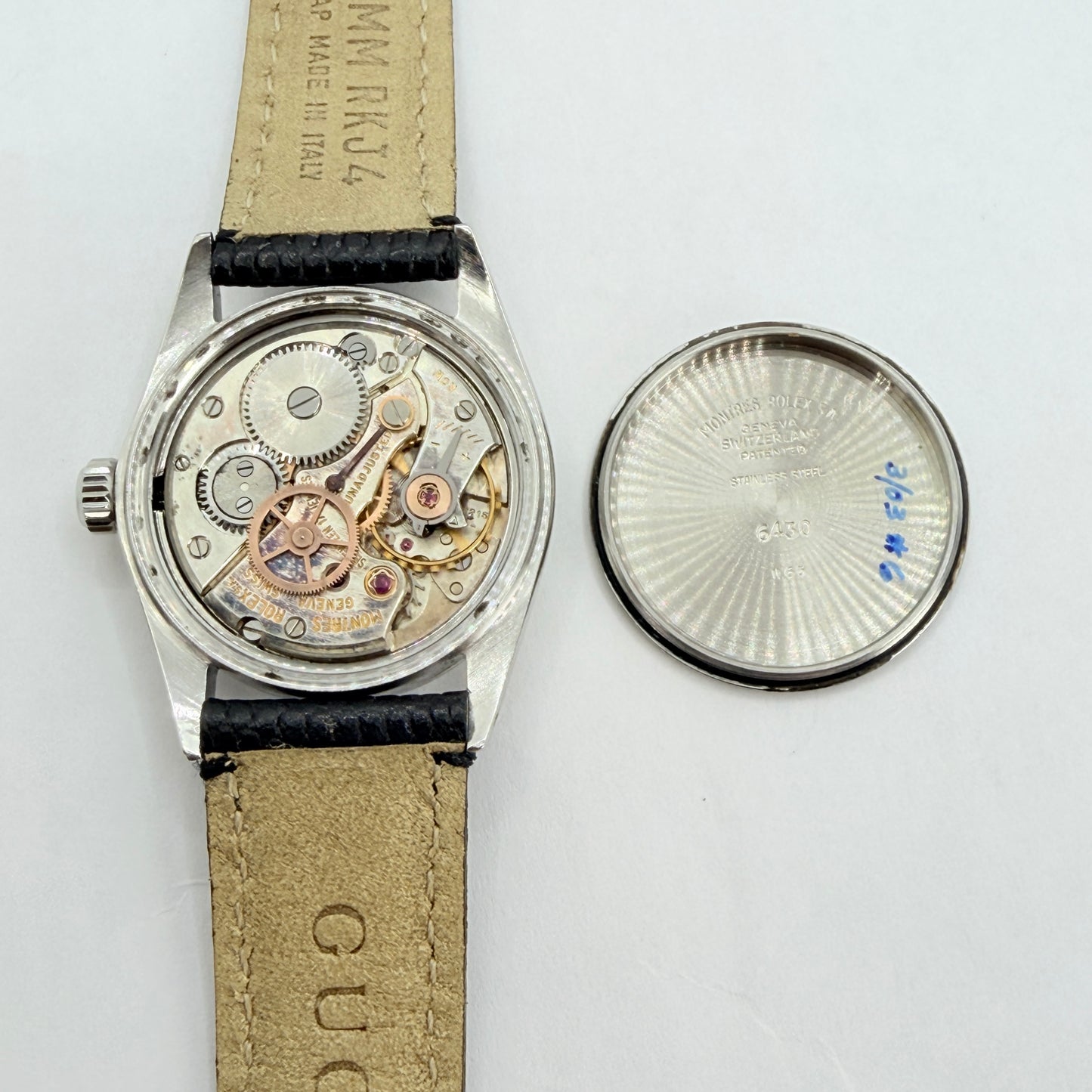 Rolex Oyster Speedking 30mm Silver Sunburt Dial Black Leather Strap Ref. 6430 C.1965