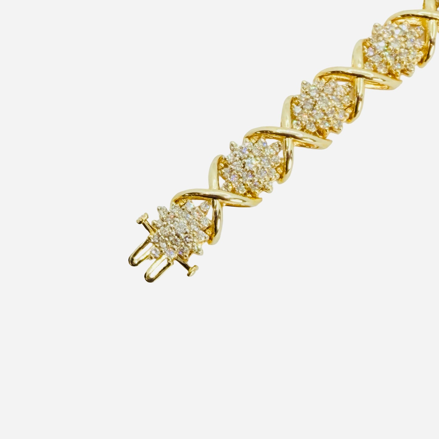 14K Yellow Gold Hugs and Kisses Diamond Bracelet 8.00 Carats TW 6.75"