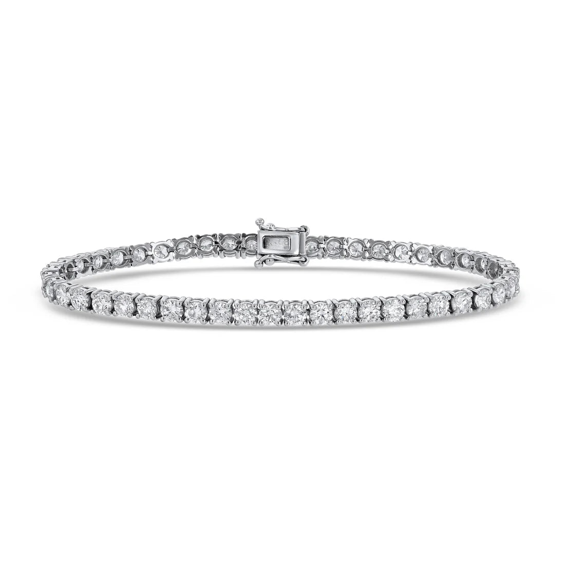 Lab Grown Diamond Tennis Bracelet 6.14 Carats 14K White Gold