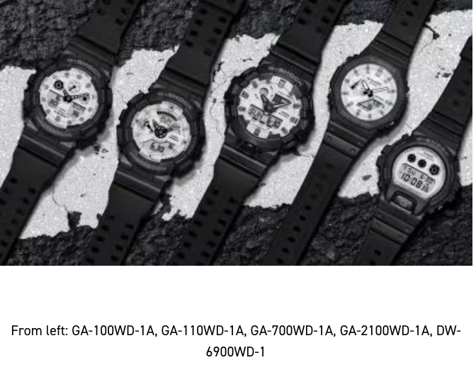 G-SHOCK GA-100 Series Analog/ Digital Black/White Resin GA100WD-1A