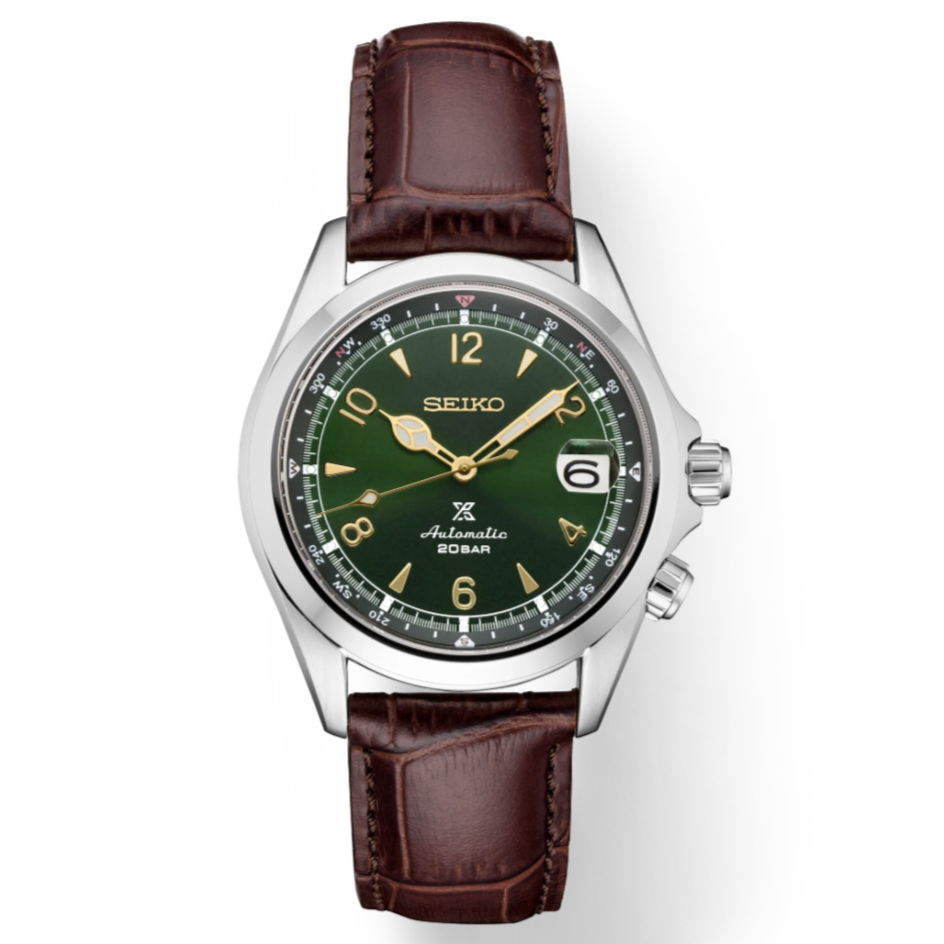 Seiko Prospex Alpinist Automatic Green Dial Brown Leather Strap SPB121