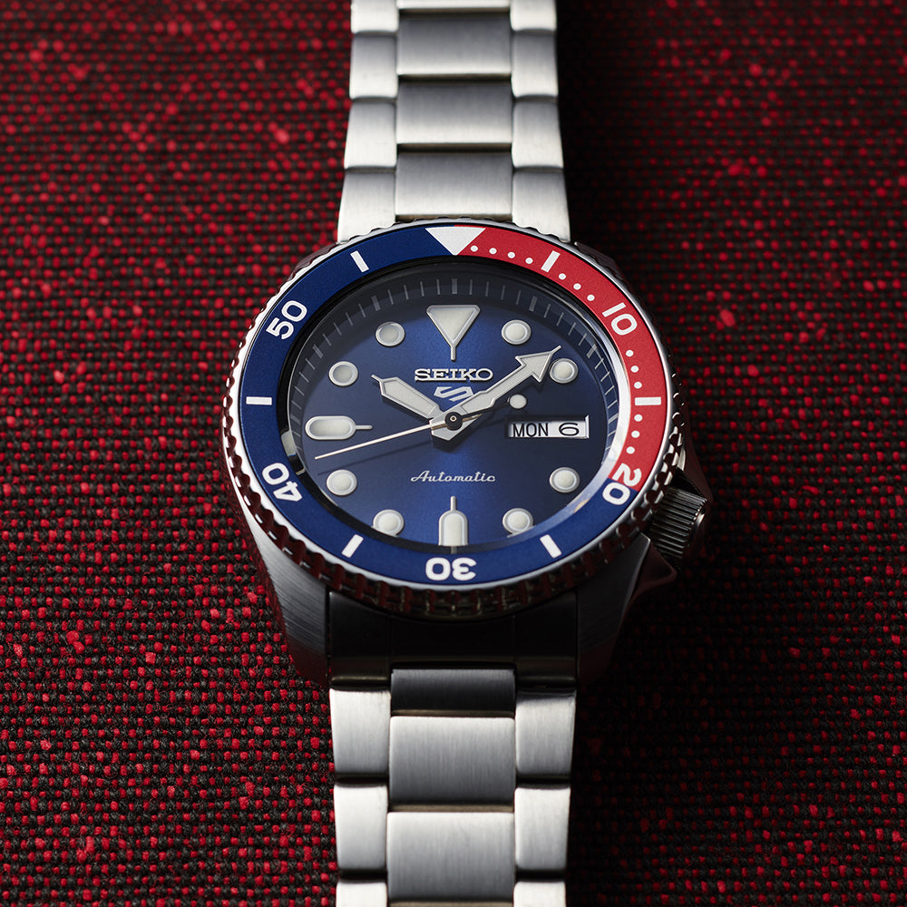 Seiko 5 Sports SKX Series Automatic Blue Dial Blue/Red Bezel SRPD53