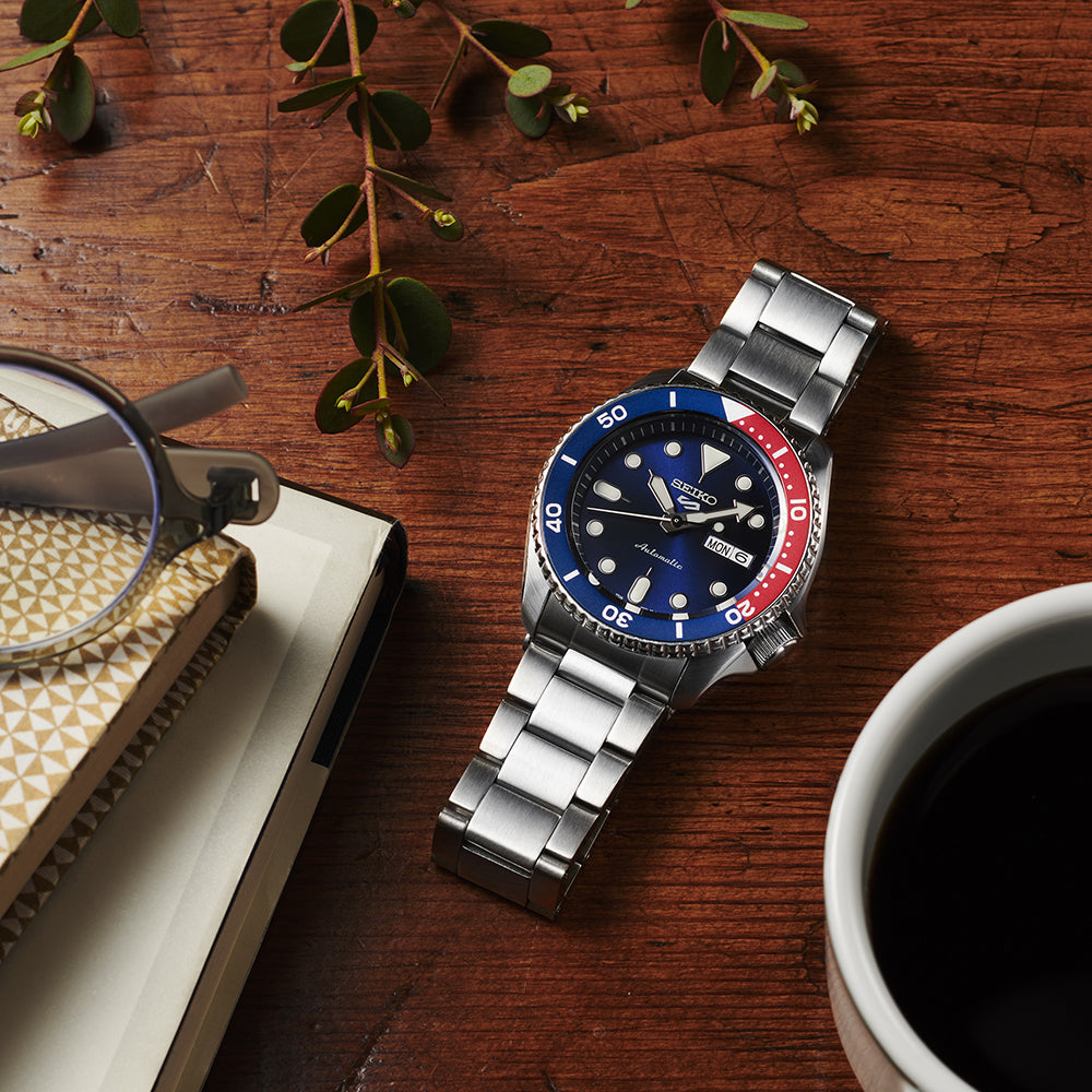 Seiko 5 Sports SKX Series Automatic Blue Dial Blue/Red Bezel SRPD53
