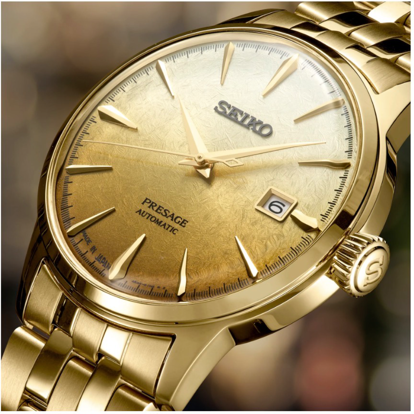 Seiko Presage Cocktail Time U.S. Special Creation Automatic Gold Finish Stainless Steel SRPK46