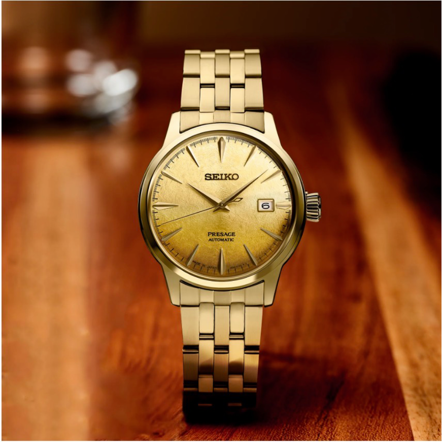 Seiko Presage Cocktail Time U.S. Special Creation Automatic Gold Finish Stainless Steel SRPK46