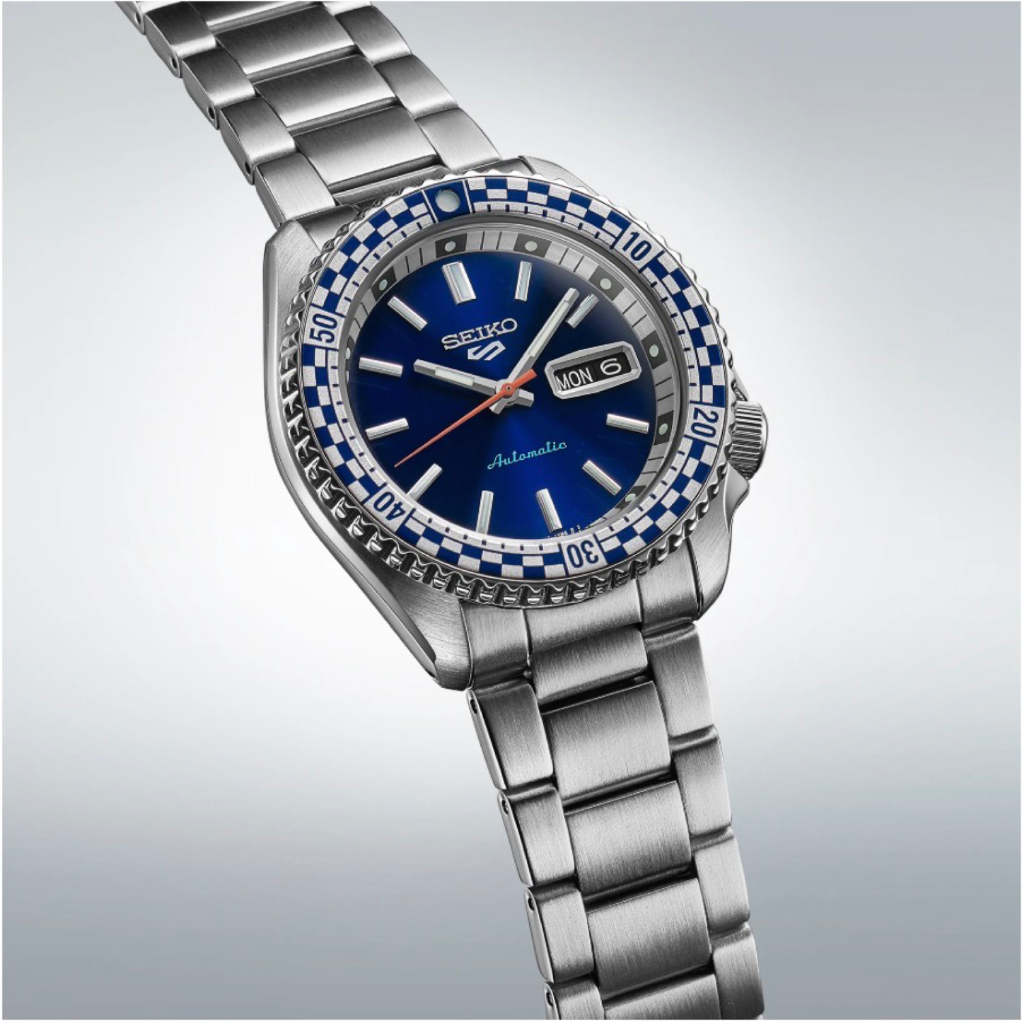 Seiko 5 Sports Special Edition Automatic Blue/White Checker Bezel SRPK65