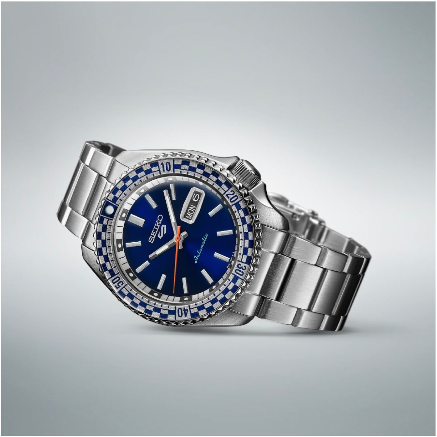 Seiko 5 Sports Special Edition Automatic Blue/White Checker Bezel SRPK65