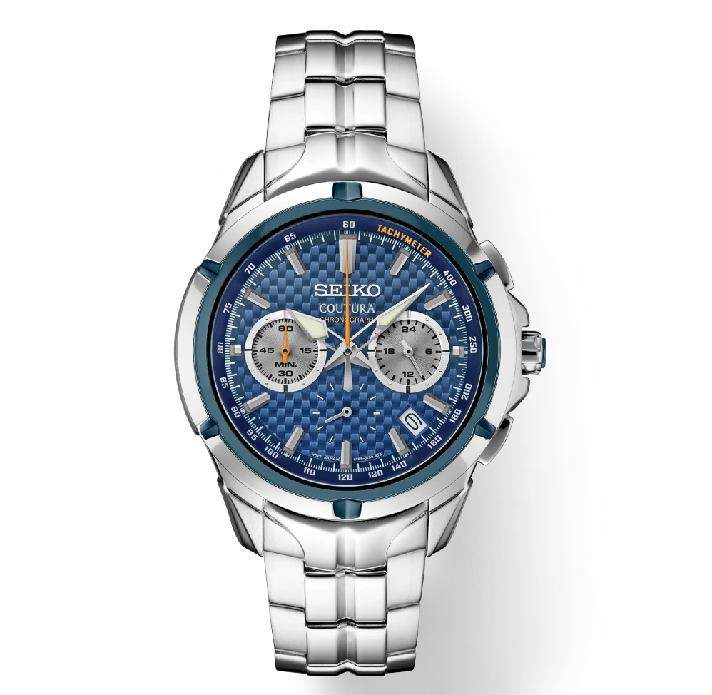 Seiko Coutura Quartz Chronograph Blue Dial Steel Bracelet SSB431