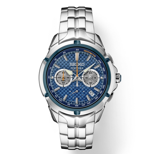 Seiko Coutura Quartz Chronograph Blue Dial Steel Bracelet SSB431