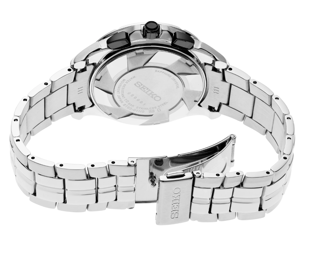 Seiko Coutura Quartz Chronograph White Dial Steel Bracelet SSB433