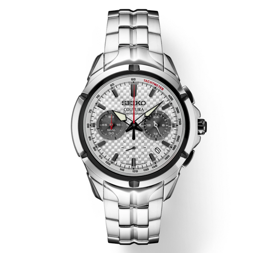 Seiko Coutura Quartz Chronograph White Dial Steel Bracelet SSB433