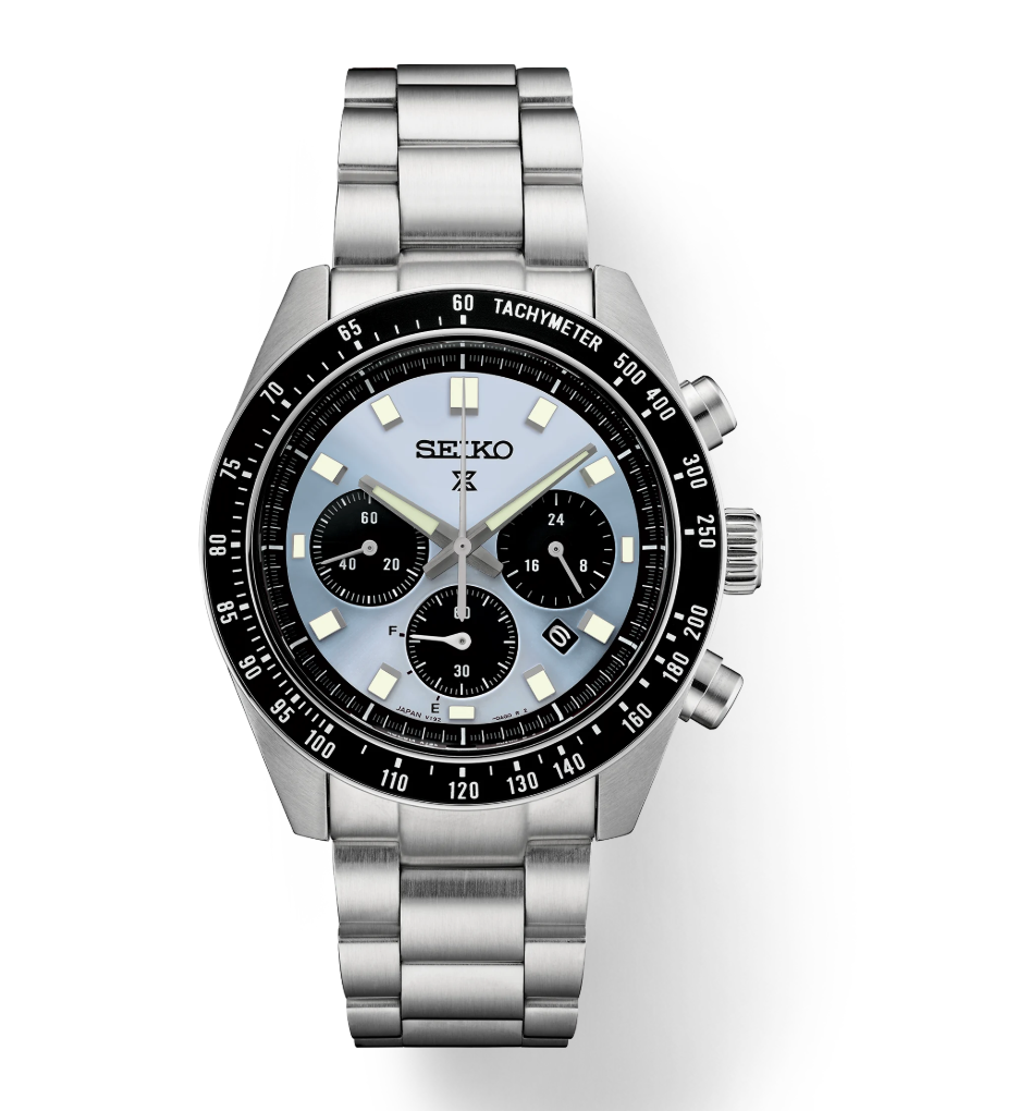 Seiko Prospex Speedtimer Solar Chronograph Light Blue Sunray Dial SSC935