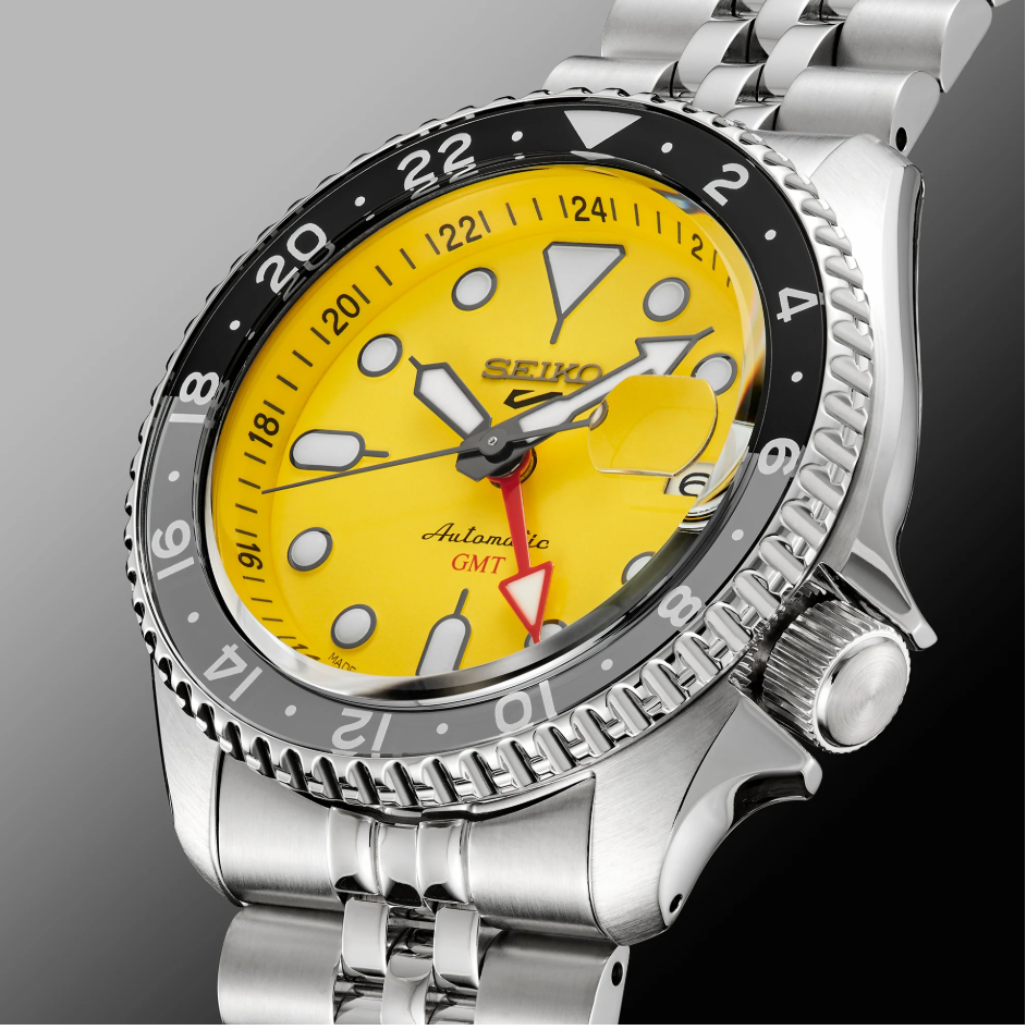 Seiko 5 Sports SKX Series Automatic GMT Yellow Dial Steel Bracelet SSK017