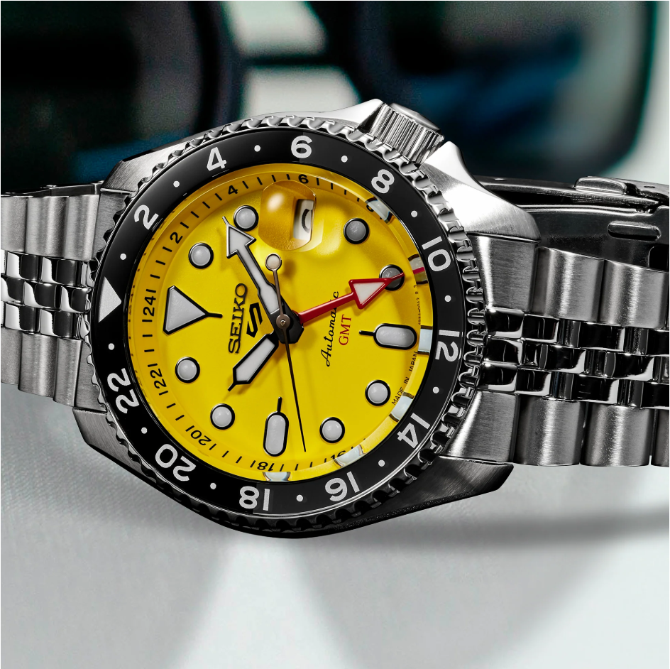 Seiko 5 Sports SKX Series Automatic GMT Yellow Dial Steel Bracelet SSK017