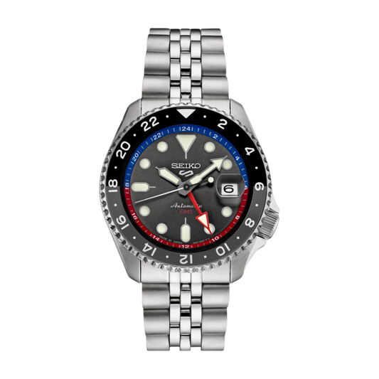 Seiko 5 Sports GMT US Special Edition Creation Charcoal Dial Stainless Steel Bracelet SSK019