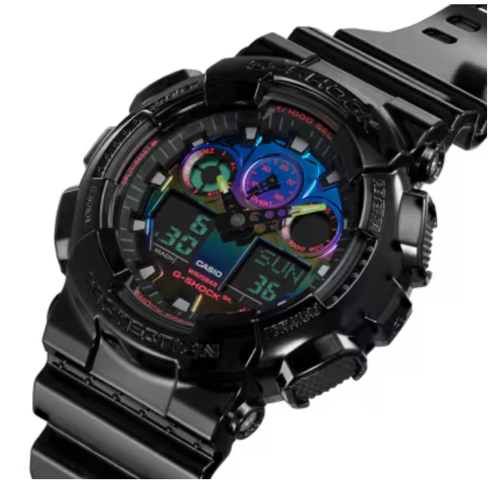 G-Shock Analog-Digital Virtual Rainbow Glossy Black GA100RGB-1A