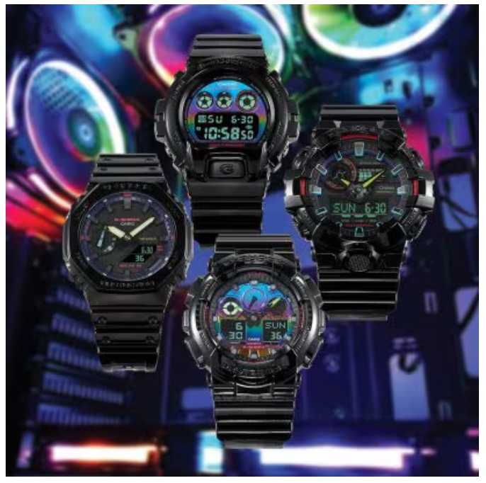 G-Shock Analog-Digital Virtual Rainbow Glossy Black GA100RGB-1A
