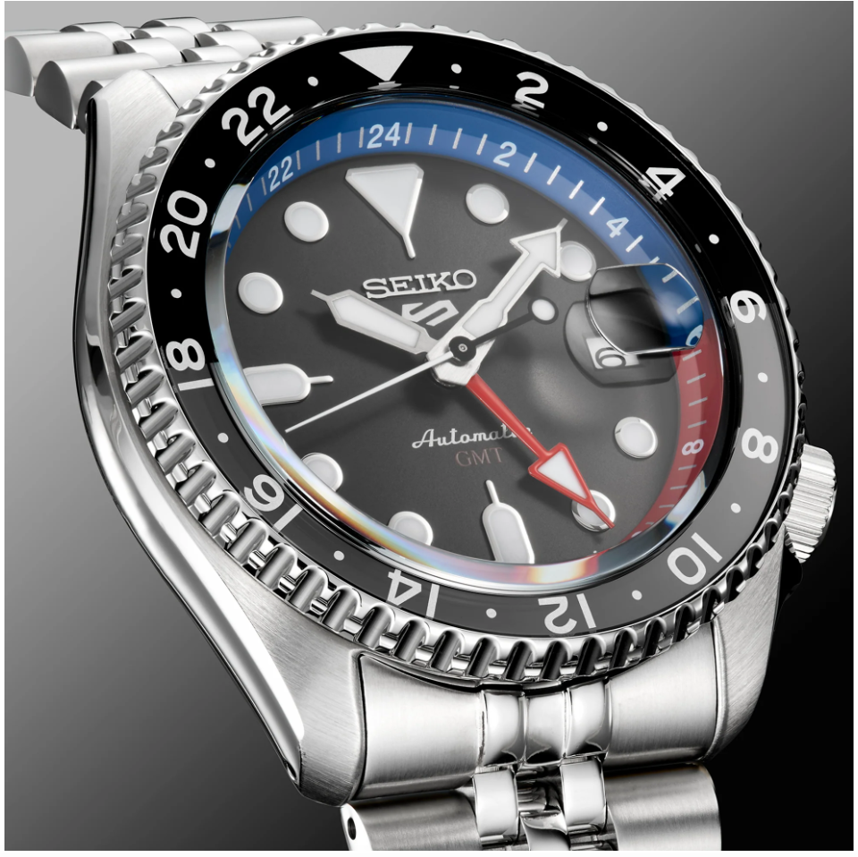 Seiko 5 Sports GMT US Special Edition Creation Charcoal Dial Stainless Steel Bracelet SSK019