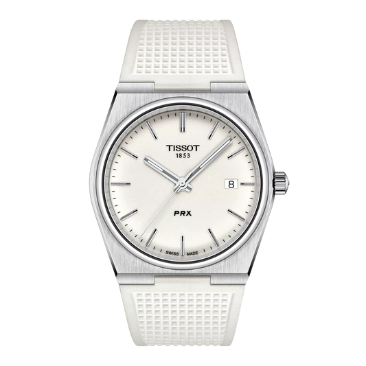 Tissot PRX 40mm Quartz White Fully Luminous Dial White Rubber Strap T137.410.17.011.00