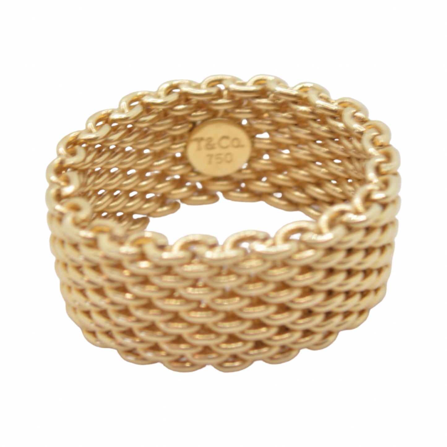 Estate Jewelry Tiffany & Co 18K Yellow Gold Somerset Mesh Band Ring Size 9