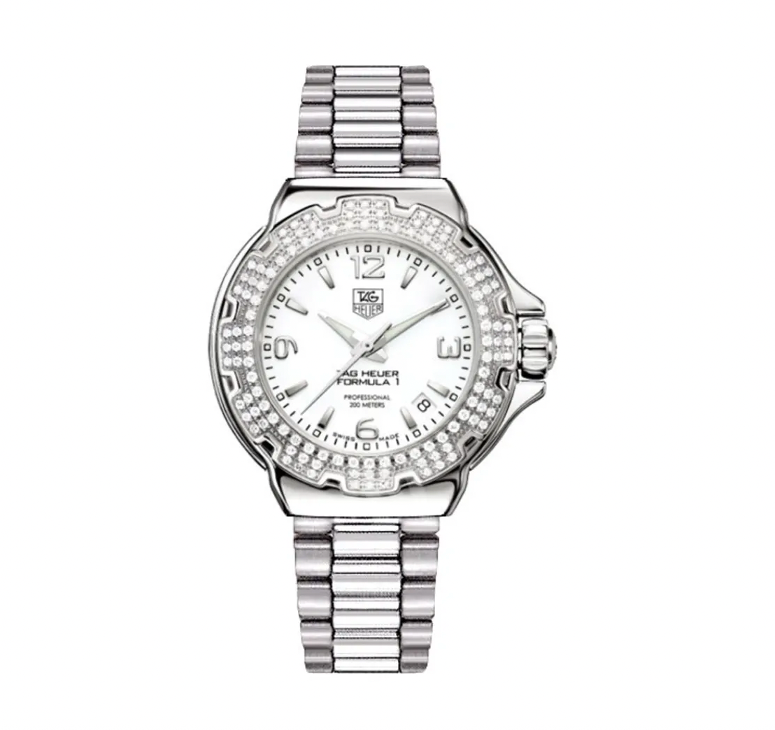 TAG Heuer Formula 1 Quartz White Dial Diamond Bezel Steel Bracelet WAC1215.BA0852