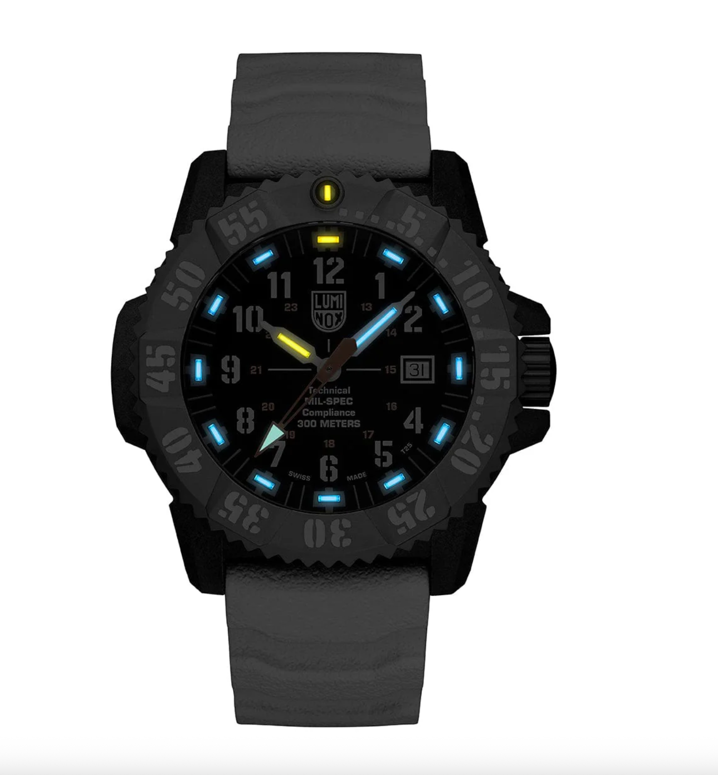 Luminox MIL-SPEC Military Dive Watch 46mm Black Dial White Rubber Strap XL.3359.SET