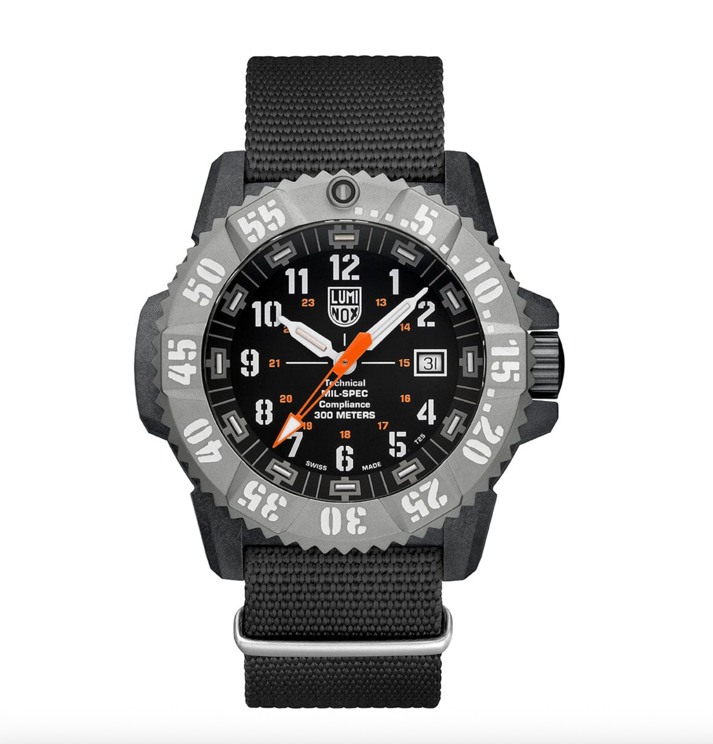 Luminox MIL-SPEC Military Dive Watch 46mm Black Dial White Rubber Strap XL.3359.SET