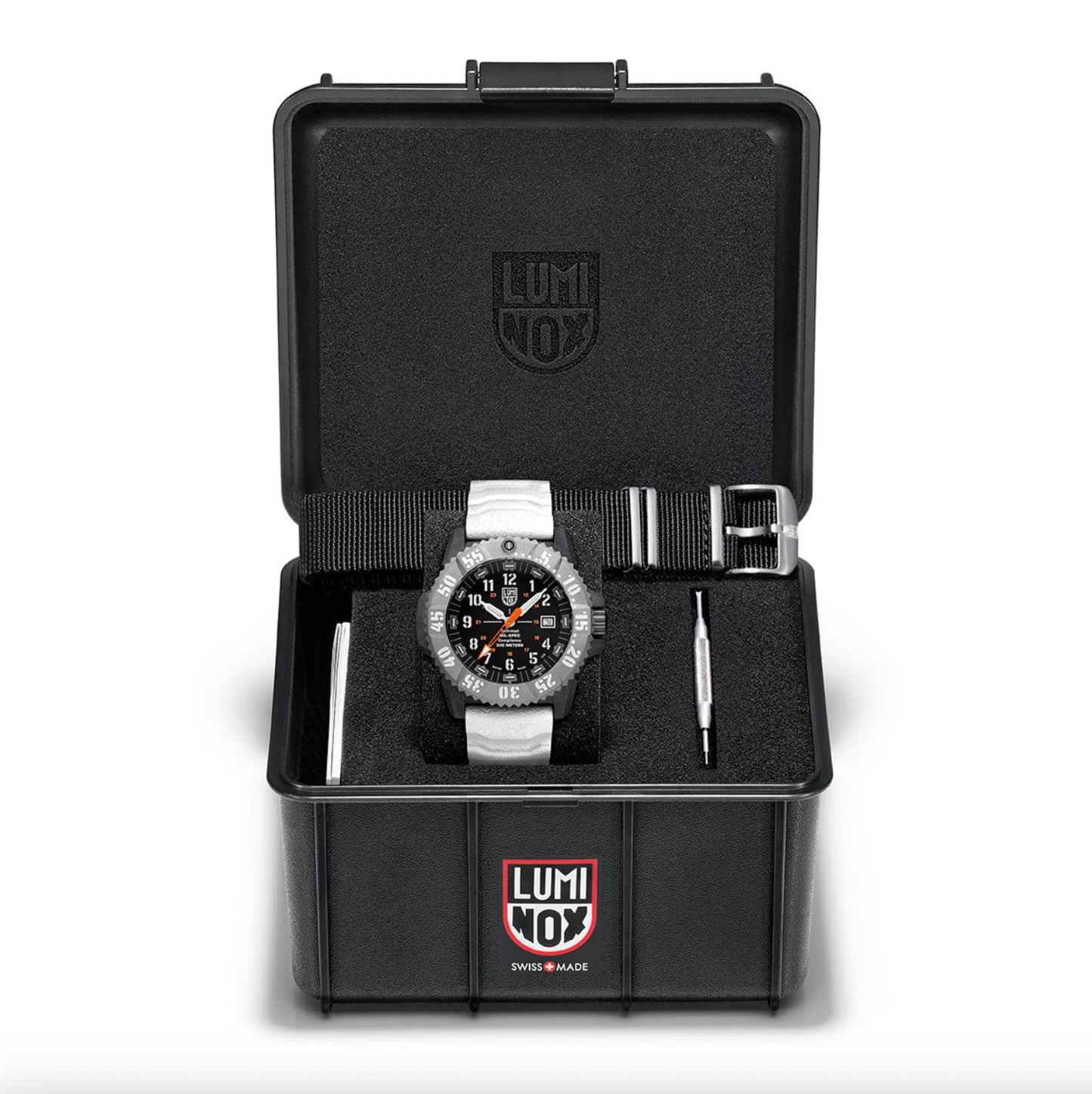 Luminox MIL-SPEC Military Dive Watch 46mm Black Dial White Rubber Strap XL.3359.SET