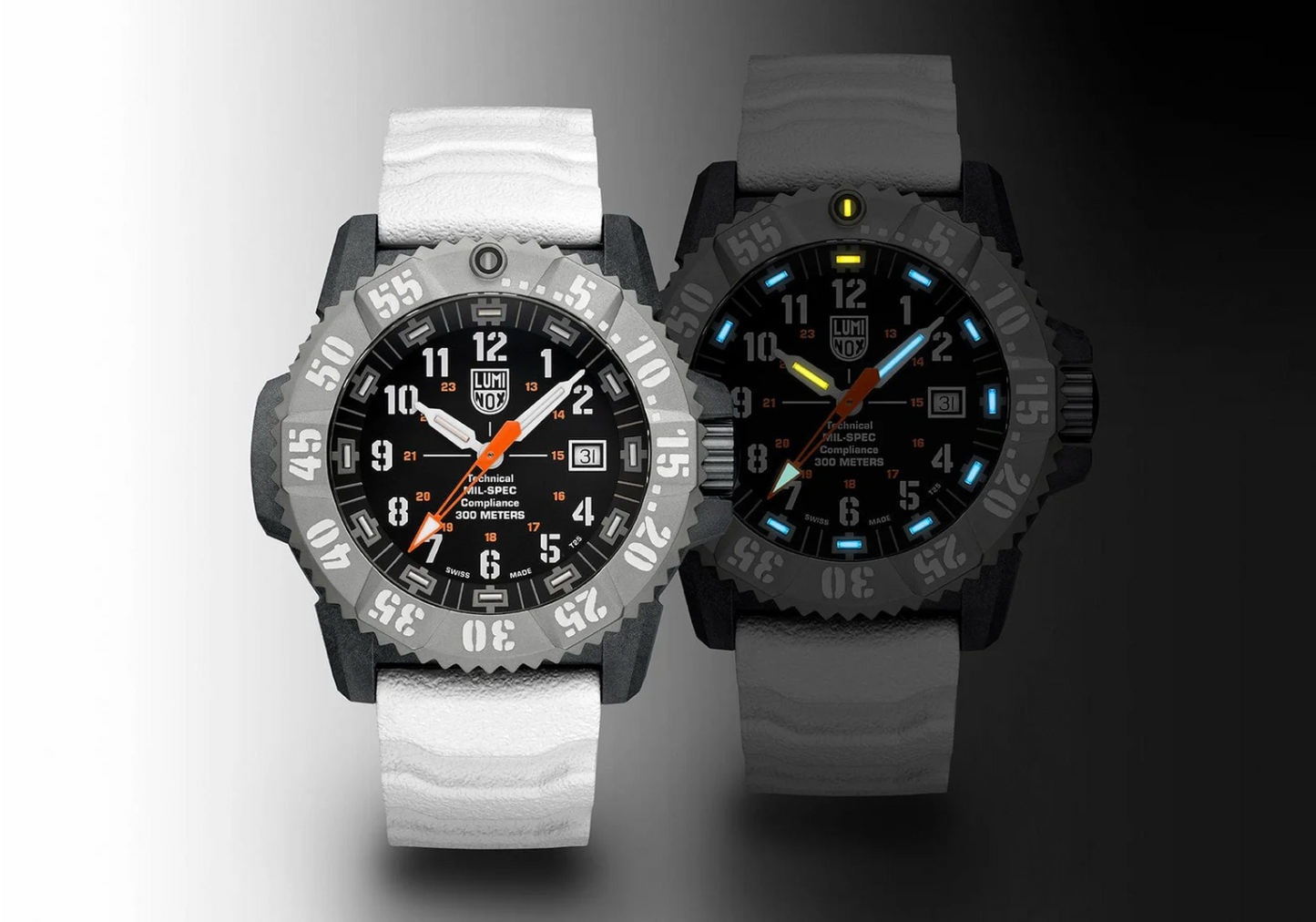 Luminox MIL-SPEC Military Dive Watch 46mm Black Dial White Rubber Strap XL.3359.SET