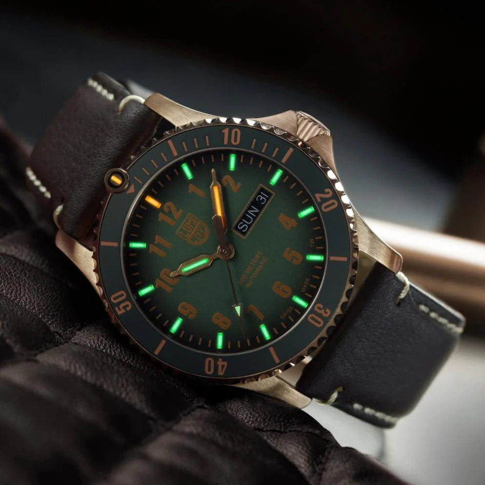 Luminox Automatic Sport Timer Bronze Dive Watch 42 mm Green Dial Limited Edition XS.0936.SET