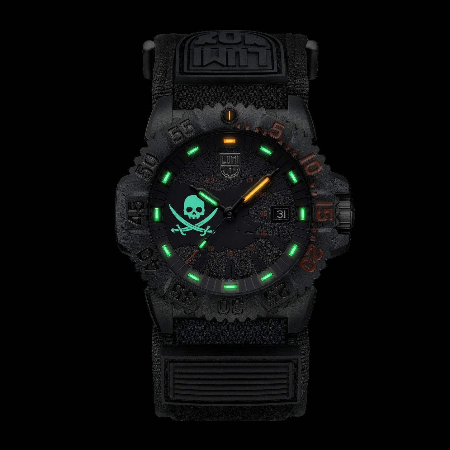 Luminox Navy SEAL Pirate Watch Limited Edition Quartz CARBONOX Black Velcro Strap XS.3051.PIR.LE