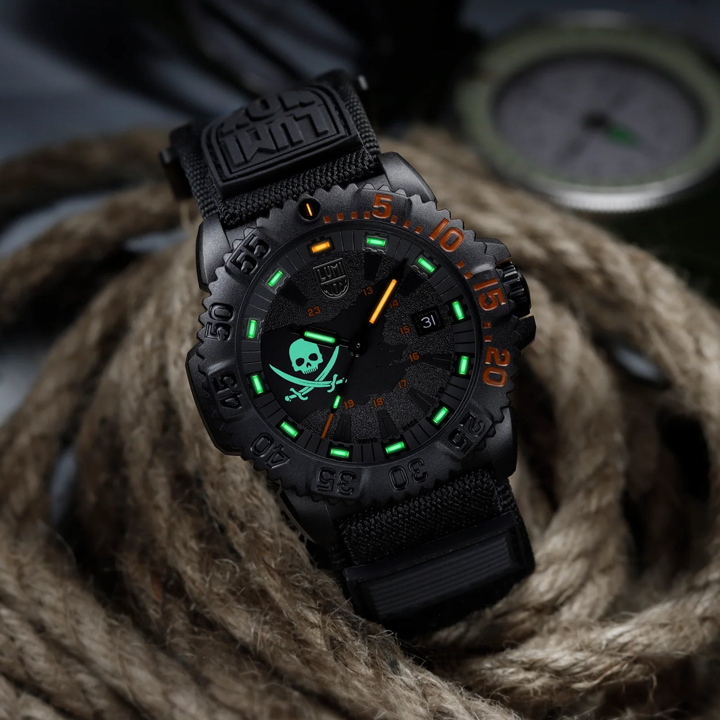 Luminox Navy SEAL Pirate Watch Limited Edition Quartz CARBONOX Black Velcro Strap XS.3051.PIR.LE